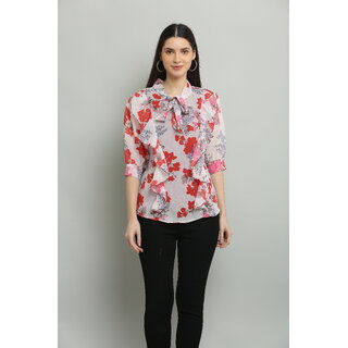                      Raabta Fashion Womens Red Georgette Top                                              