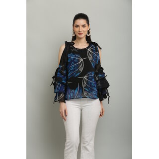                       Raabta Fashion Womens Blue Georgette Top                                              