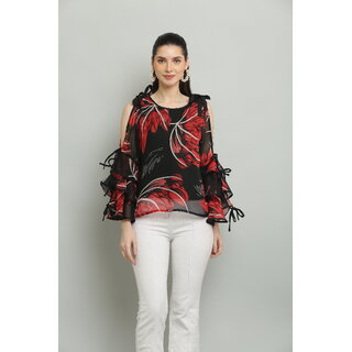                       Raabta Fashion Womens Red Georgette Top                                              
