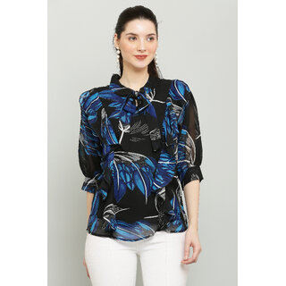                       Raabta Fashion Womens Blue Georgette Top                                              