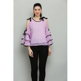                       Raabta Fashion Womens Purple Georgette Top                                              