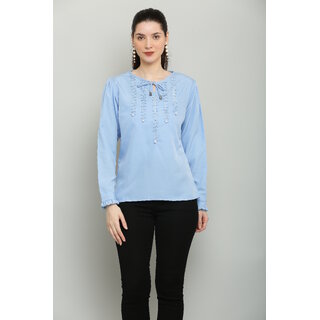                      Raabta Fashion Womens Sky Blue Georgette Top                                              