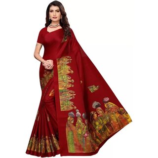 SVB Sarees Womens Red Colour Khadi Silk Saree With Blouse SVB Sarees Womens Red Colour Khadi Silk Saree With Blouse