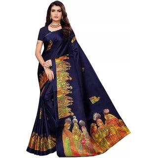 SVB Sarees Womens Blue Colour Khadi Silk Saree With Blouse SVB Sarees Womens Blue Colour Khadi Silk Saree With Blouse