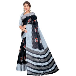                       SVB Sarees Womens Black Colour Printed Saree                                              