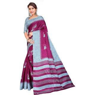 SVB Sarees Womens Purple Colour Khadi Printed Saree SVB Sarees Womens Purple Colour Khadi Printed Saree