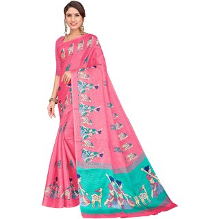                       SVB Sarees Womens Pink Colour Khadi Silk Saree With Blouse                                              