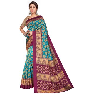 SVB Sarees Womens Green Colour Art Silk Saree With Blouse SVB Sarees Womens Green Colour Art Silk Saree With Blouse