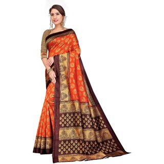 SVB Sarees Womens Red Colour Art Silk Saree With Blouse SVB Sarees Womens Red Colour Art Silk Saree With Blouse