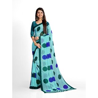 SVB Sarees Womens Sky Blue Colour Polka Dot Printed Saree With Blouse Piece SVB Sarees Womens Sky Blue Colour Polka Dot Printed Saree With Blouse Piece
