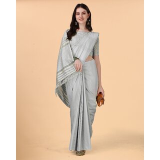                       SVB Sarees Womens Silver Colour Embellished Cotton Saree                                              