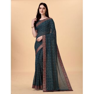                       SVB Sarees Womens Grey Colour Embellished Bandhani Saree                                              