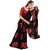 SVB Sarees Womens Black And Red Colour Floral Printed Georgette Saree