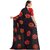 SVB Sarees Womens Black And Red Colour Floral Printed Georgette Saree