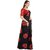 SVB Sarees Womens Black And Red Colour Floral Printed Georgette Saree