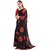 SVB Sarees Womens Black And Red Colour Floral Printed Georgette Saree