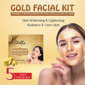 Globus Gold Facial Kit For Illuminating Skin 5 Step Bridal Radiance Kit Paraben Free  Salon Grade