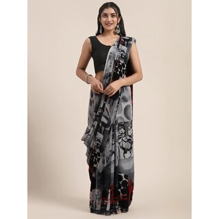 SVB Sarees Womens Multicolour Pure Georgette Printed Saree With Blouse Piece SVB Sarees Womens Multicolour Pure Georgette Printed Saree With Blouse Piece