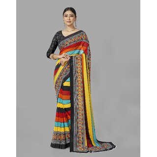 SVB Sarees Womens Multicolour Pure Georgette Printed Saree With Blouse Piece SVB Sarees Womens Multicolour Pure Georgette Printed Saree With Blouse Piece