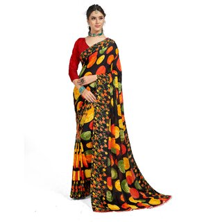 SVB Sarees Womens Multicolour Pure Georgette Printed Saree With Blouse Piece SVB Sarees Womens Multicolour Pure Georgette Printed Saree With Blouse Piece