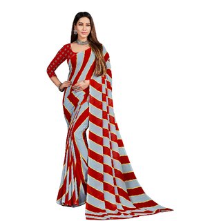 SVB Sarees Womens Red Colour Polka Dotprinted Saree With Blouse Piece SVB Sarees Womens Red Colour Polka Dotprinted Saree With Blouse Piece