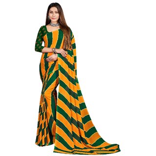                       SVB Sarees Womens Orange Colour Polka Dotprinted Saree With Blouse Piece                                              
