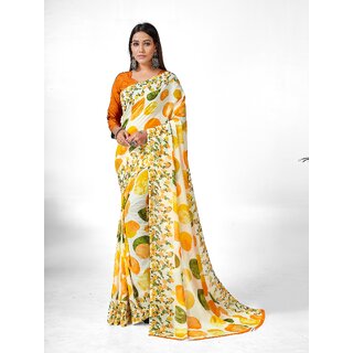 SVB Sarees Womens Multicolour Abstract Printed Georgette Saree With Blouse Piece SVB Sarees Womens Multicolour Abstract Printed Georgette Saree With Blouse Piece