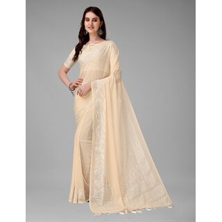 SVB Sarees Womens Chicku And Silver Tonned Pure Silk Saree SVB Sarees Womens Chicku And Silver Tonned Pure Silk Saree