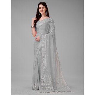 SVB Sarees Womens Grey And Silver Tonned Pure Silk Saree SVB Sarees Womens Grey And Silver Tonned Pure Silk Saree
