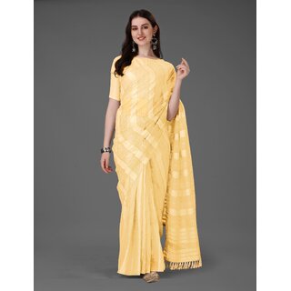                       SVB Sarees Womens Yellow Colour Cotton Embroidried Work Saree With Blouse Piece                                              