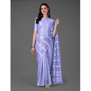                       SVB Sarees Womens Purple Colour Cotton Embroidried Work Saree With Blouse Piece                                              