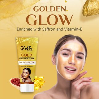                       Globus Naturals Golden Glow Peel Off Mask|Removes Blackhead|Anti-Aging|Lightening,Brightening-100g                                              