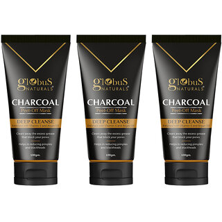                       Globus Naturals Charcoal Peel Off Mask 100 gms, Set of 3                                              