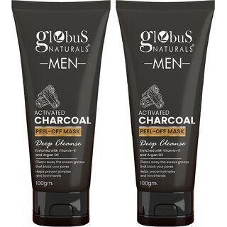                       Globus Naturals Anti Pollution  Anti Acne Charcoal Peel Off Mask ( Pack of 2)-200g                                              