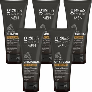 Globus Naturals Anti Pollution & Anti Acne Charcoal Peel Off Mask, Detoxifying Face mask, Fights Pollution and De-Tans skin, For Men with Oily & Acne Prone Skin, 100 gms, Set of 5 Globus Naturals Anti Pollution & Anti Acne Charcoal Peel Off Mask, Detoxifying Face mask, Fights Pollution and De-Tans skin, For Men with Oily & Acne Prone Skin, 100 gms, Set of 5