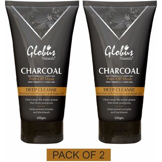                       Globus Naturals Charcoal Peel Off Mask Enriched with Vitamin-E and Argan-200ml                                              