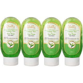                       Globus Remedies Green Tea Face wash 100ml, Set of 4                                              