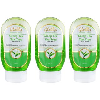                       Globus Remedies Green Tea Face wash 100ml, Set of 3                                              