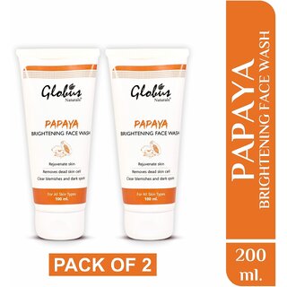                       GLOBUS NATURALS Papaya Brightening Face Wash 100ml (Pack of 2) 200ml                                              