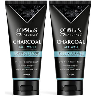 Globus Naturals Charcoal Face Wash 100 gm, Set of 2 Globus Naturals Charcoal Face Wash 100 gm, Set of 2