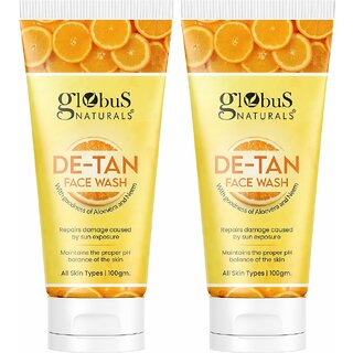                       GLOBUS NATURALS De-Tan Face Wash For Tan Removal, Anti Pollution & Oil Control Formula 200g                                              
