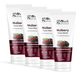 Globus Naturals Mulberry Fairness Face Wash For Even Skin Tone, Deep Cleansing Moisturizing & Nourishing, Natural & Ayurvedic Formula, Chemical Free, Cruelty Free, Suitable For All Skin Types, 75 gm, Set of 4 Globus Naturals Mulberry Fairness Face Wash For Even Skin Tone, Deep Cleansing Moisturizing & Nourishing, Natural & Ayurvedic Formula, Chemical Free, Cruelty Free, Suitable For All Skin Types, 75 gm, Set of 4