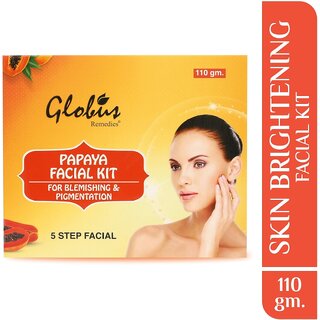                       Globus Anti-Tan Papaya Facial Kit For Flawless Skin | 5 Step Tan Removal Kit |Paraben Free | Salon Grade| For All Skin Types, 110 gm                                              