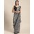 SVB Sarees Womens Black Colour Stripped Pure Georgette Printed Saree With Blouse Piece
