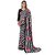 SVB Sarees Womens Black Colour Stripped Pure Georgette Flower Printed Saree With Blouse Piece
