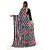 SVB Sarees Womens Black Colour Stripped Pure Georgette Flower Printed Saree With Blouse Piece