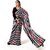 SVB Sarees Womens Black Colour Stripped Pure Georgette Flower Printed Saree With Blouse Piece