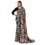 SVB Sarees Womens Black Colour Stripped Pure Georgette Flower Printed Saree With Blouse Piece