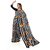 SVB Sarees Womens Black Colour Stripped Pure Georgette Flower Printed Saree With Blouse Piece