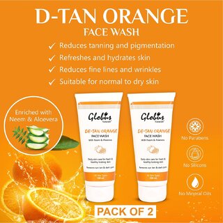                       GLOBUS NATURALS Anti-Tan Orange Face wash 100ml (Pack of 2) 200ml                                              